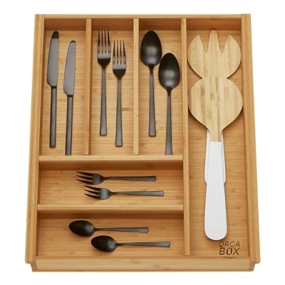 Image de ORGA BOX 3 range couverts BAMBOO pour tiroir 50 cm (473 x 397 mm) avec en bois 6 compartiments cuisines Nobilia/Noblessa à partir d&#039;août 2012