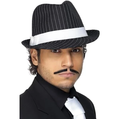 Image de Smiffys Chapeau feutre Deluxe, à fines rayures noires et blanches