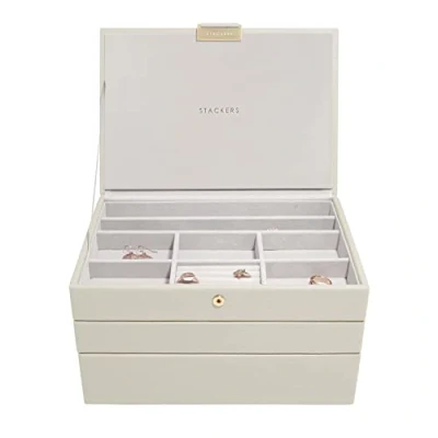 Image de Stackers Oatmeal Lot de 3 boîtes à bijoux classiques Taille M