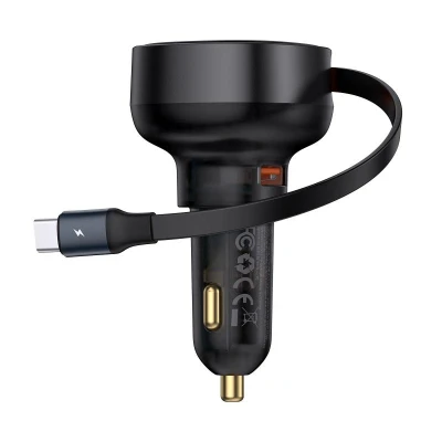 Image de Chargeur de voiture Baseus Enjoyment Pro U+Câble Type C rétractable 55W
