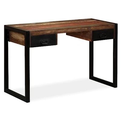 Image de vidaXL Bureau avec 2 Tiroirs Bois de Récupération Massif Table Console Buffet
