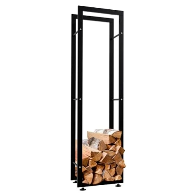 Image de CLP Range bûches Keri V2 en métal, deuxième choix, jusqu&#039;à 8 tailles et 2 couleurs au choix 40 x 25 150 cm noir