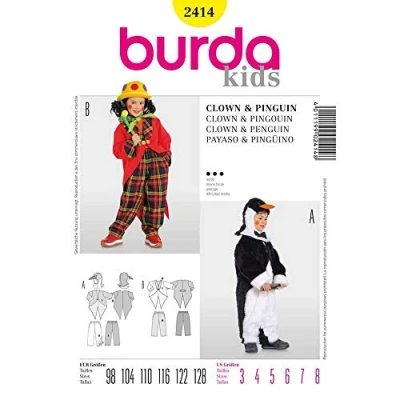 Image de Burda B2414 Patron de Couture Clown et Pingouin 19 x 13 cm