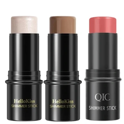 Image de KTouler Contour Highlighter 3 couleurs Bâton de maquillage Rouge crème blush Bronzer Highlighting Shade Longue durée et imperméable pour cheek, lèvres, yeux