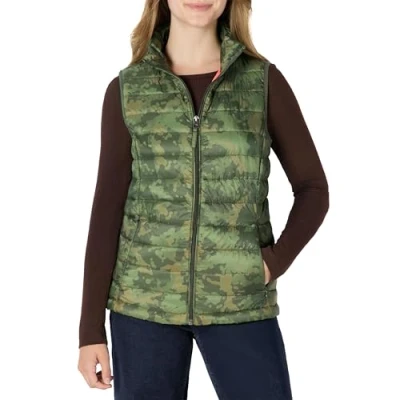Image de Amazon Essentials Doudoune Pliable Imperméable Légère Femme, Vert Camouflage, S