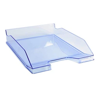 Image de Exacompta Réf. 113210D Lot de 6 corbeille à courrier COMBO MIDI dimensions utiles 34 x 25 6,5 cm pour documents au format A4 + couleur bleu glacé transparent glossy