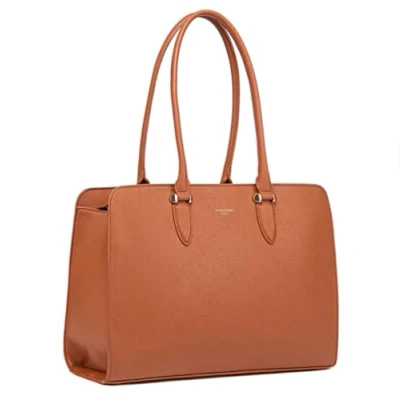 Image de David Jones Sac à Main Cabas Fourre Tout Femme Grande Taille XL Porté Epaule Cours Lycée Travail Business Format A4 Simili Cuir PU Anse Longue Shopper Sacoche Ordinateur Marron Cognac