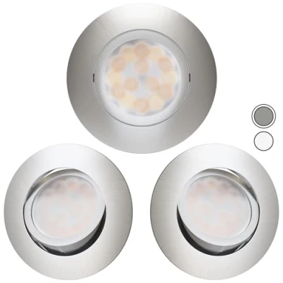 Image de Scandinavian home Lot de 3 spots plafond LED 230V 5,8W blanc chaud à intensité variable WarmDim 68mm 75mm I Salle bain IP44 CRI 90 500lm 3000K Design En acier inoxydable