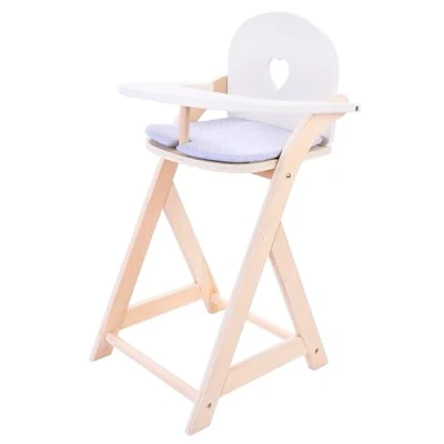 Image de Engelhart 606016 Chaise Haute en Bois Élégante pour Poupée Gris et Blanc Dimensions: 32 x 24,5 56 cm à partir de 3 Ans