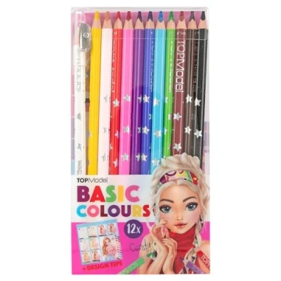 Image de Depesche 12216 TOPModel Set Basic 12 Couleurs dans Une Trousse, avec Taille Crayon et livret, coloriage à l&#039;école Les Loisirs, Multicolor