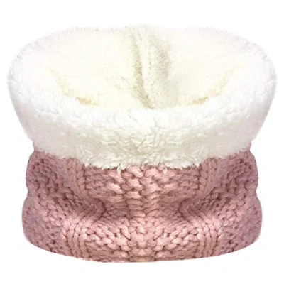 Image de TOSKATOK enfants filles hiver côtes point de graine thermique chaud confortable polaire doublé cache cou Snood écharpe avec chapeau ensemble Taille unique Echarpe crème