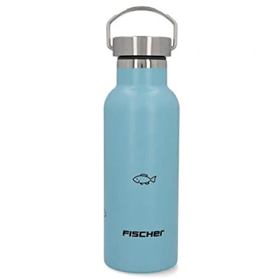 Image de FISCHER Gourde en acier inoxydable 500 ml Enfant Bouchon à vis Utilisation alimentaire, Bleu