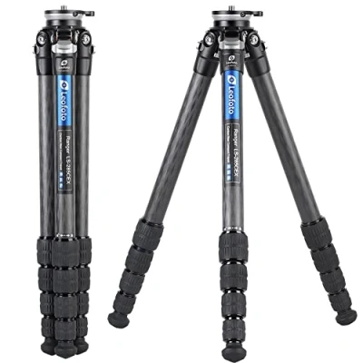 Image de Leofoto Ranger Trépied en Carbone avec Base de Mise à Niveau Jambes réglables sur 3 Angles Idéal pour Les panoramas LS 285CEX