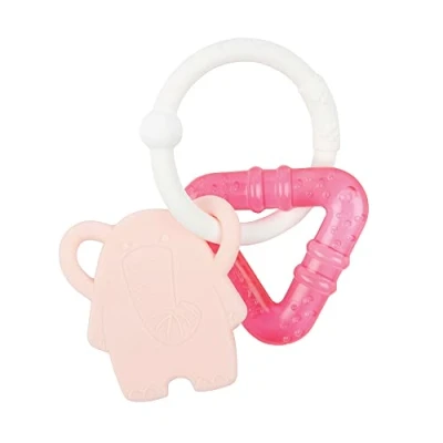 Image de Nattou Anneau de Dentition Réfrigérant en Silicone, Éléphant, Rempli d&#039;Eau, Sans BPA, 13,5 x 10,5 15 cm, Rose/Blanc