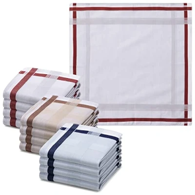Image de JEMIDI 12x mouchoirs tissus homme Lot de 12 40 x cm réutilisables en coton Lavables machine et compatibles avec sèche linge