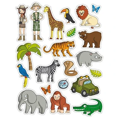Image de APLI 11433 Gommettes Thématiques enlevables : La Jungle 3 feuilles de