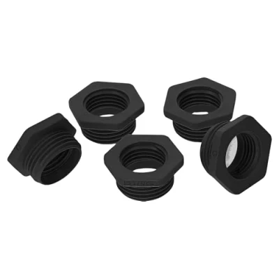Image de Kalitec G6201610 Lot de 5 réducteurs M20/M16 en plastique noir I Réducteur presse étoupe hexagonal Filetage intérieur M16 extérieur M20 IP68