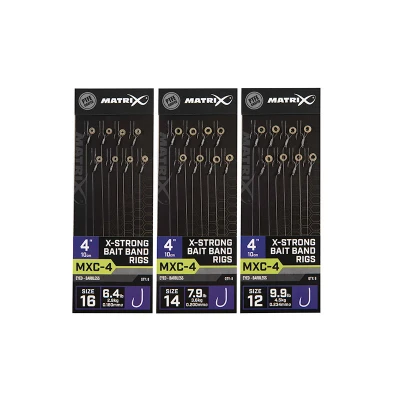 Image de Matrix Bas De ligne MXC 4 X Strong Bait Band Rigs (10cm) Eyed Sans Ardillion Taille : crochet16