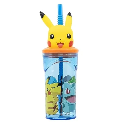 Image de GOBELET RÉUTILISABLE POUR ENFANTS EN PLASTIQUE SANS BPA 430 ML AVEC FIGURINE 3D SUR LE COUVERCLE POKEMON DISTORSION