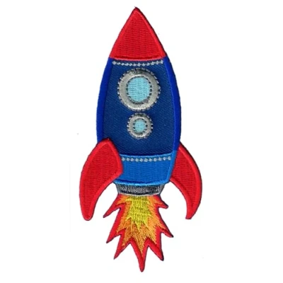 Image de PatchMommy Patch Écusson Brodé Thermocollant en Forme de Fusée Pièce Brodée à Coudre ou Coller au fer Repasser pour Enfant et Bébé