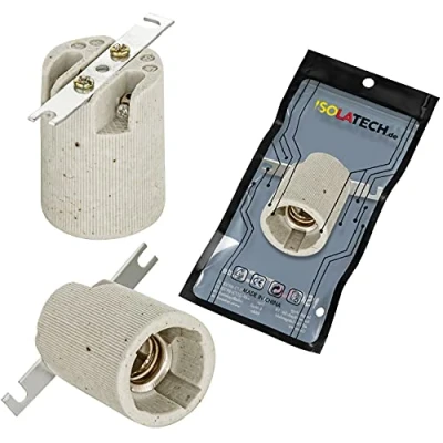 Image de ISOLATECH 1pc E14 douille de lampe en céramique avec étrier fixation LED lampes à économie d&#039;énergie (max. 250V/4A) ampoules Accueil cuisine salle bains encastrer résistant la chaleur