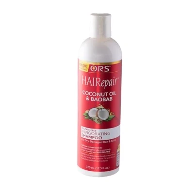Image de ORS Shampooing réparateur et revigorant Rafraîchit nettoie le cuir chevelu Huile de noix coco baobab 370 ml