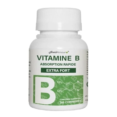 Image de Vitamine B EXTRA FORTE 365 Comprimés (Stock Pour 12 Mois) Complexe de Avec B1, B2, B3, B5, B6, B12, Biotine, Acide Folique Et B12