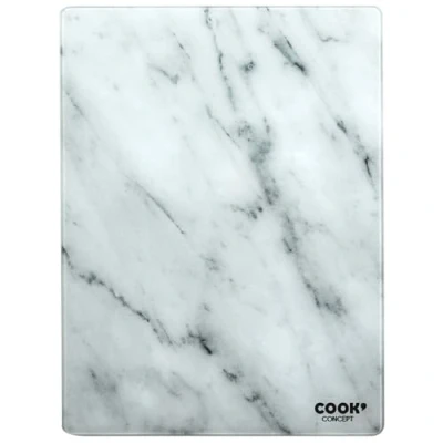 Image de Cook Concept KD3348 Planche à découper rectangulaire Verre trempé Effet marbre Blanc et gris H0,4 x 30 40 cm