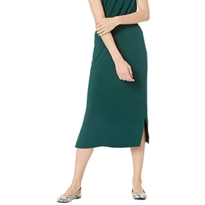 Image de Amazon Essentials Jupe midi en Tricot à Enfiler (Disponible Grande Taille) Femme, Vert Foncé, XL