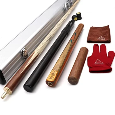 Image de CUESOUL 57 Handcraft 3/4 Jointed Snooker Cue with Mini Butt End Extension Packed in Aluminium Case (D304)