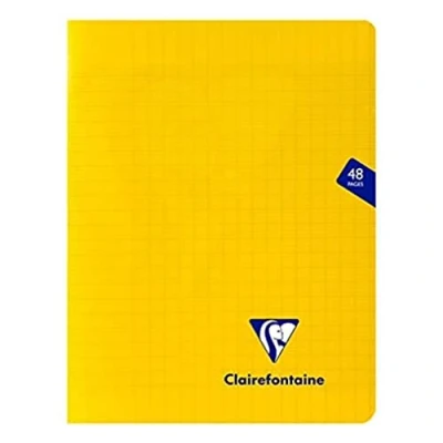 Image de Clairefontaine 343751C Un Cahier Agrafé Mimesys Jaune 17x22 cm 48 Pages Grands Carreaux Papier Blanc 90 g Couverture Polypro