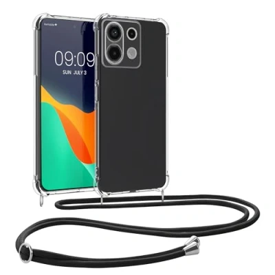 Image de kwmobile Coque Collier Compatible avec Xiaomi Redmi Note 13 Pro 5G / Poco X6 Housse de Protection en TPU Cordon Sangle Transparent Noir