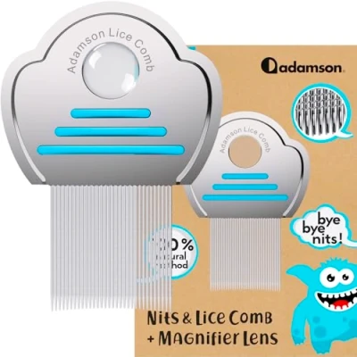 Image de Adamson Peigne Anti Poux et Lentes Enfant en Acier Inoxydable Élimination Efficace des pour Tous Types de Cheveux Durable Facile à Nettoyer