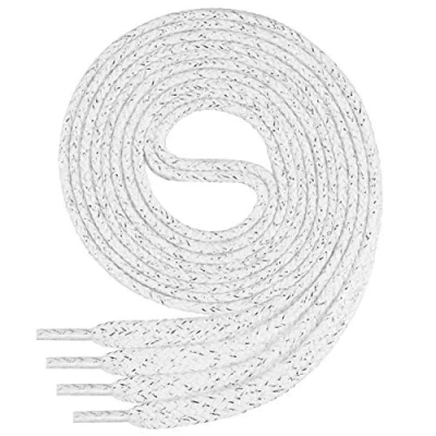 Image de Lacets de qualité en polyester Di Ficchiano© plat env. 7 mm large 100 % coton, anti déchirure, 16 couleurs, longueur 45 200 cm Blanc blanc/argenté, 110