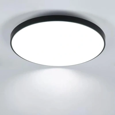 Image de Comely LED Plafonnier Rond 27 cm, IP44 Étanche, 24W 6500K Blanc Froid, Noir, CRI 80, Plat pour Salle de Bain, Cuisine, Balcon, Couloir, Chambre