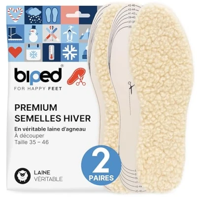Image de biped 2 paires de Semelles en laine d&#039;agneau d&#039;hiver extra épaisses à découper chauffantes pour hommes et femmes z2737