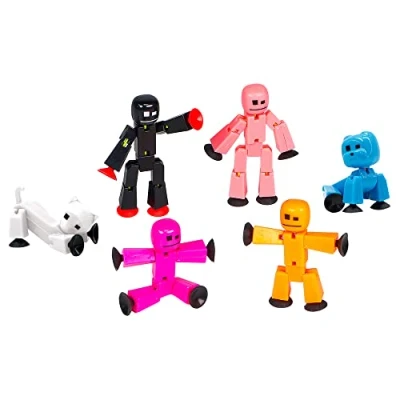 Image de Zing Stikbot Family Pack, Lot de 4 Stikbots, 1 chat Srtikbot et chien Stikbot, figurines d&#039;action à collectionner, créez une animation Stop Motion