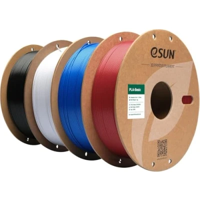 Image de eSUN PLA Filament 1.75mm, Basic Précision Dimensionnelle +/ 0.05mm, 1KG par Bobine, 4 Bobines pour 3D Imprimantes,Rouge Foncé+Bleu+Froid Blanc+Noir