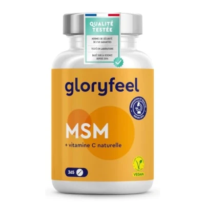 Image de MSM avec Vitamine C, 365 Haute Résistance Comprimés Végan, Complexe pour les Os, Articulations, Peau &amp; Système Immunitaire*, 2000 mg Méthylsulfonylméthane, Complément Alimentaire Naturel