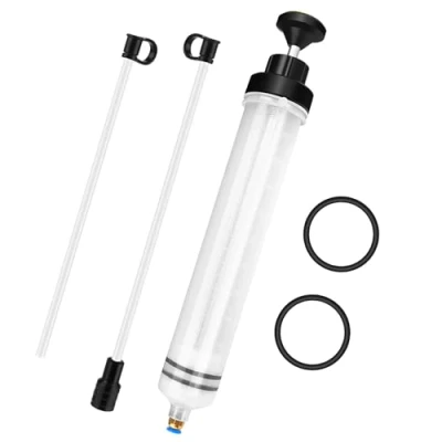 Image de QOUBNIC 500CC Seringue d&#039;Aspiration de l&#039;huile, Injecteur Extracteur avec 2 Tuyaux a Huile Une Paire D&#039;anneaux en Caoutchouc Rechange Aspiration pour Huiles Transmission