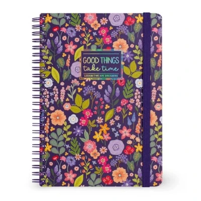 Image de LEGAMI Cahier à spirales ligné 7 mm, Flowers, Large, Format A4, Papier certifié FSC, Contient 1 feuille d&#039;autocollants, 160 pages, Fermeture élastique, 15 x 21 cm