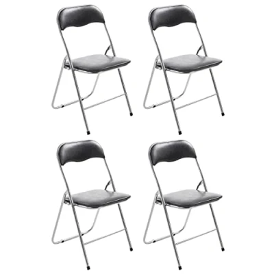 Image de CLP 4 x Chaise De Cuisine Pliable Felix I Visiteur avec Pieds en Métal Salle Conférrence Confortable Et Pratique, Couleur:Noir/Argent