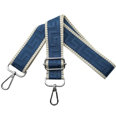 Image de Bandouliere pour Sac a Main Réglable Sangle avec Mousqueton Argent 3.8cm Bretelles Larges, de Remplacement Crossbody, Femme, Kaki/Bleu