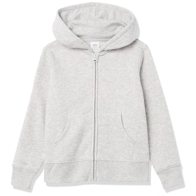 Image de Amazon Essentials Sweatshirts à Capuche en Polaire avec Fermeture Éclair Fille, Gris Clair Chiné, 2 Ans