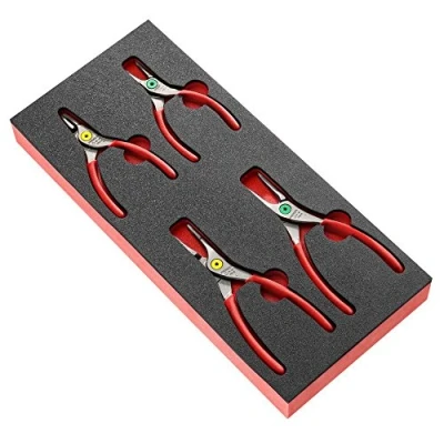 Image de FACOM Jeu de 4 Pinces à Circlips Internes et Externes Becs Droits MODM.PCSN Tête Fins Embouts Maintien Pptimum des Chromée Poignées Gaines PVC