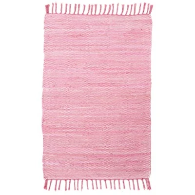 Image de Dhurry avec taches tissé plat tapis en 100% coton; main, lavable, réversible 70 x 140 cm; rose Happy Cotton