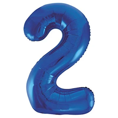 Image de Unique Party 55742 Ballon Géant Numéro 2 86 cm Bleu