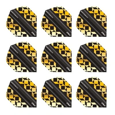 Image de RED DRAGON Hardcore Premium Or et Noir Geometric Vols de fléchettes 3 Ensembles par Paquet (9 au Total)