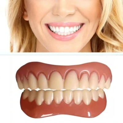 Image de Flipped Warmth 2 Pairs Facette Dentaire, Fausse Dent Provisoire Perfect Smile Kit De Remplacement Temporaire, DIY Dentier pour Instant Whitening &amp; Confidence