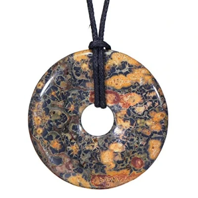 Image de Morella Femme Collier 80 cm avec Donut Pendentif Pierre Précieuse Jaspe léopard dans Petit Sac
